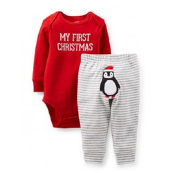 My First Christmas Red Bodysuit and Pant Set 